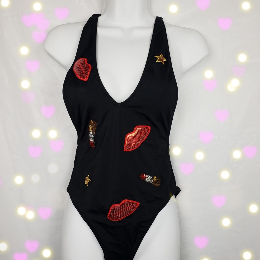 Women's Missguided Low Front Swimsuit black size 4 - Picture 1 of 8